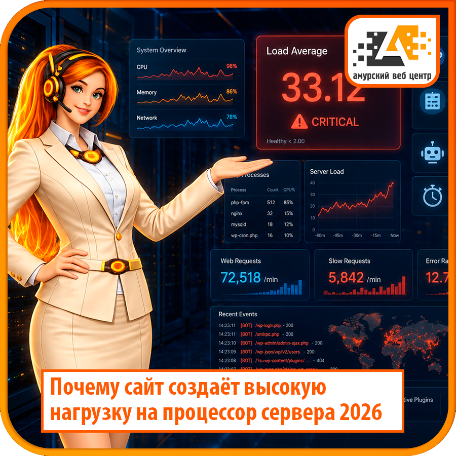 Почему сайт создаёт высокую нагрузку на процессор сервера и как найти причину